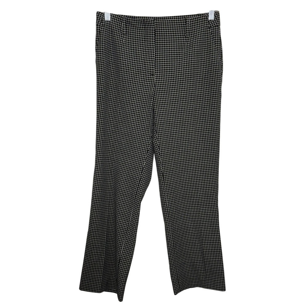 Talbots Southampton Straight Leg Pants Black White Grid Women 4P Career Office